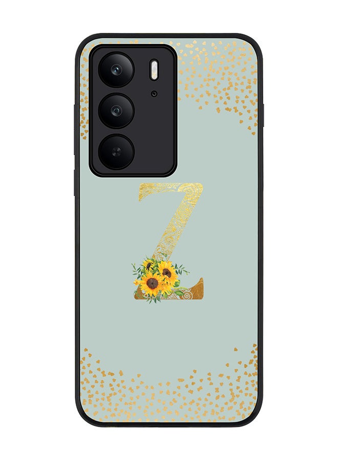 For Realme C75x / C75 4G Case,Slim fit Camera Protection, Shockproof Thin Phone cover  - Custom Floral Monogram - Z  (Light Grey )
